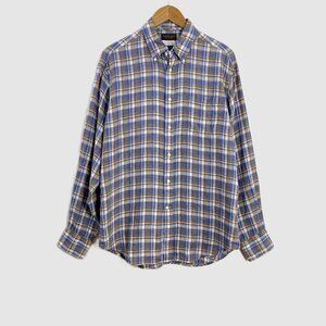 Thomas Dean Collection Men's Plaid Italian Linen Button Down Shirt